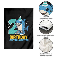 2 Years Old Birthday Brainrot Garden Flag Funny Tralalero Tralala Los Tralaleritos Meme Shark