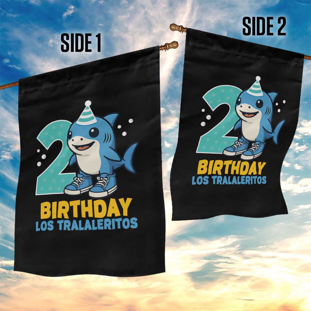 2 Years Old Birthday Brainrot Garden Flag Funny Tralalero Tralala Los Tralaleritos Meme Shark