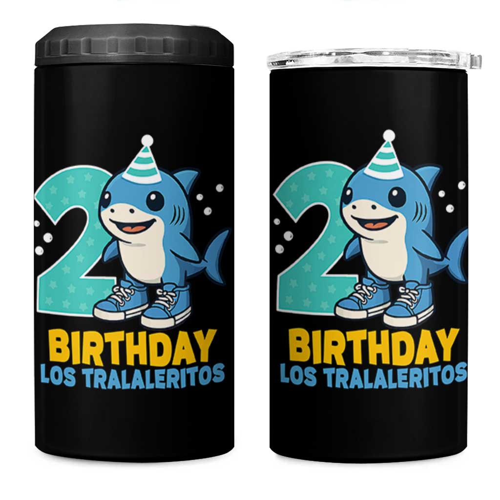 2 Years Old Birthday Brainrot 4 in 1 Can Cooler Tumbler Funny Tralalero Tralala Los Tralaleritos Meme Shark