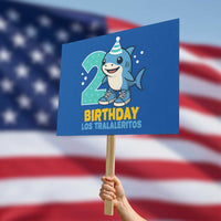2 Years Old Birthday Brainrot Protest Sign Funny Tralalero Tralala Los Tralaleritos Meme Shark