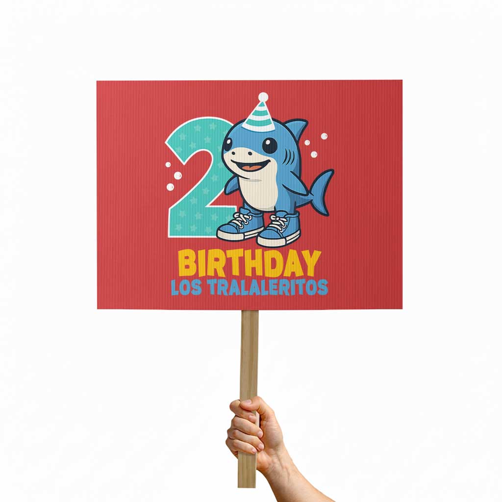 2 Years Old Birthday Brainrot Protest Sign Funny Tralalero Tralala Los Tralaleritos Meme Shark