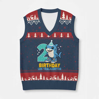 2 Years Old Birthday Brainrot V-Neck Knit Sweater Vest Funny Tralalero Tralala Los Tralaleritos Meme Shark