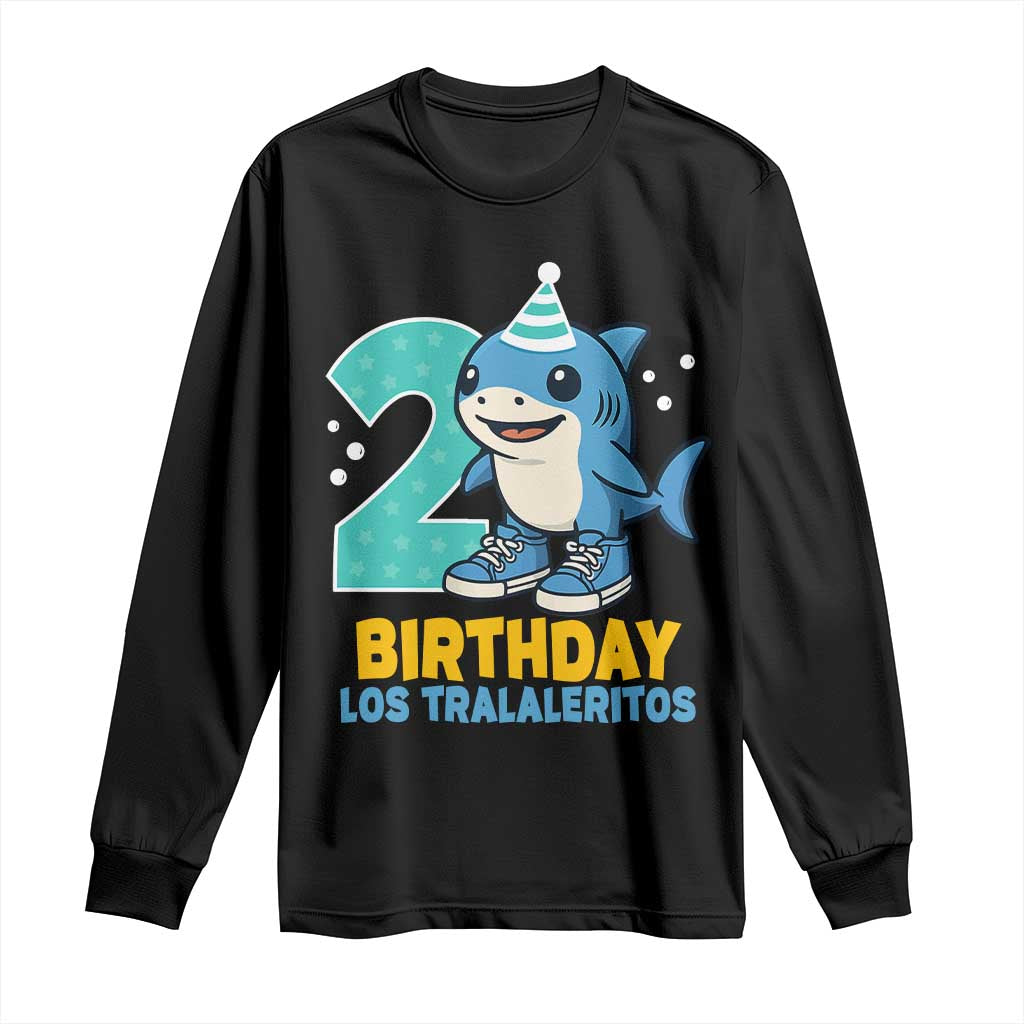2 Years Old Birthday Brainrot Long Sleeve Shirt Funny Tralalero Tralala Los Tralaleritos Meme Shark