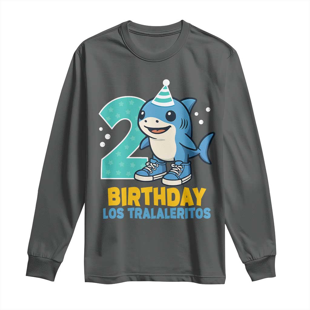 2 Years Old Birthday Brainrot Long Sleeve Shirt Funny Tralalero Tralala Los Tralaleritos Meme Shark