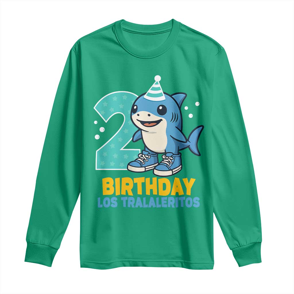2 Years Old Birthday Brainrot Long Sleeve Shirt Funny Tralalero Tralala Los Tralaleritos Meme Shark