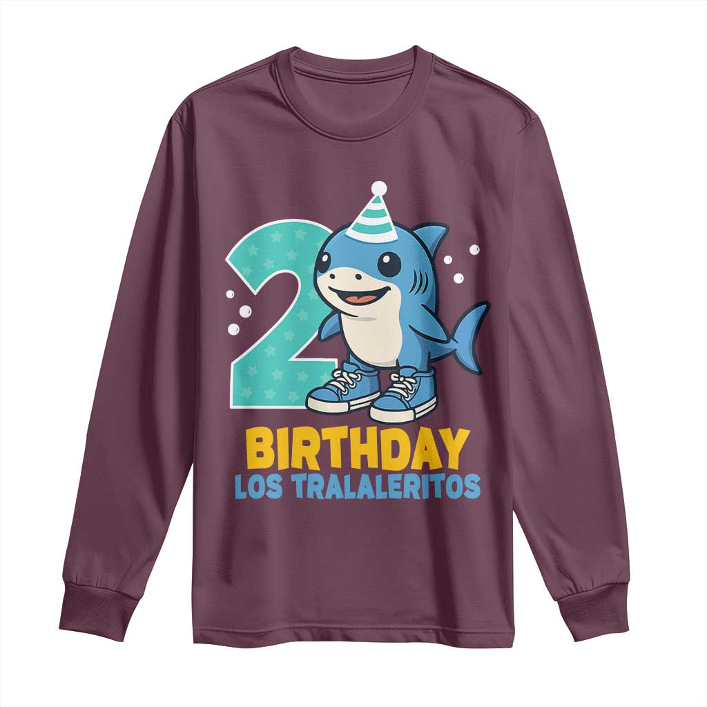 2 Years Old Birthday Brainrot Long Sleeve Shirt Funny Tralalero Tralala Los Tralaleritos Meme Shark