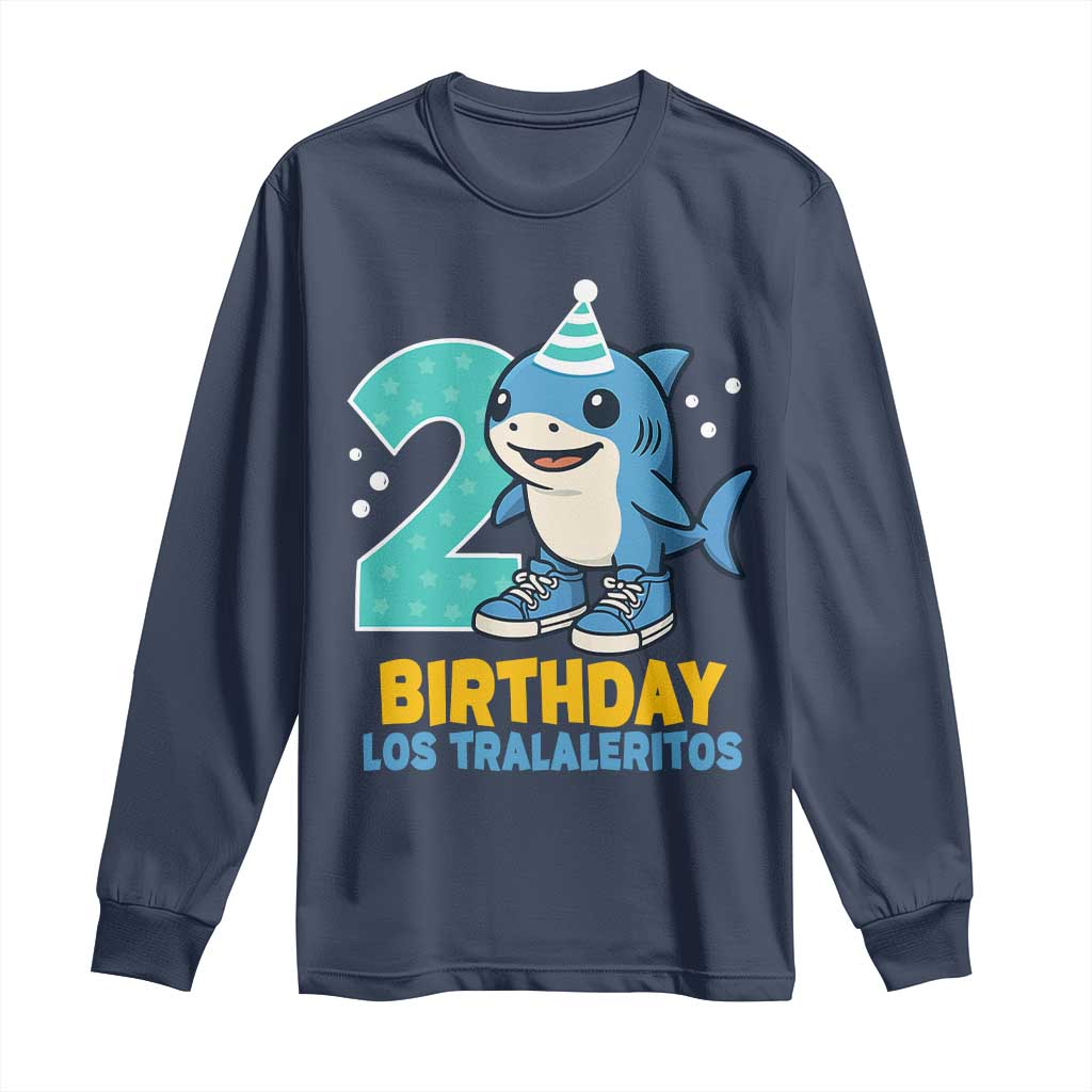 2 Years Old Birthday Brainrot Long Sleeve Shirt Funny Tralalero Tralala Los Tralaleritos Meme Shark