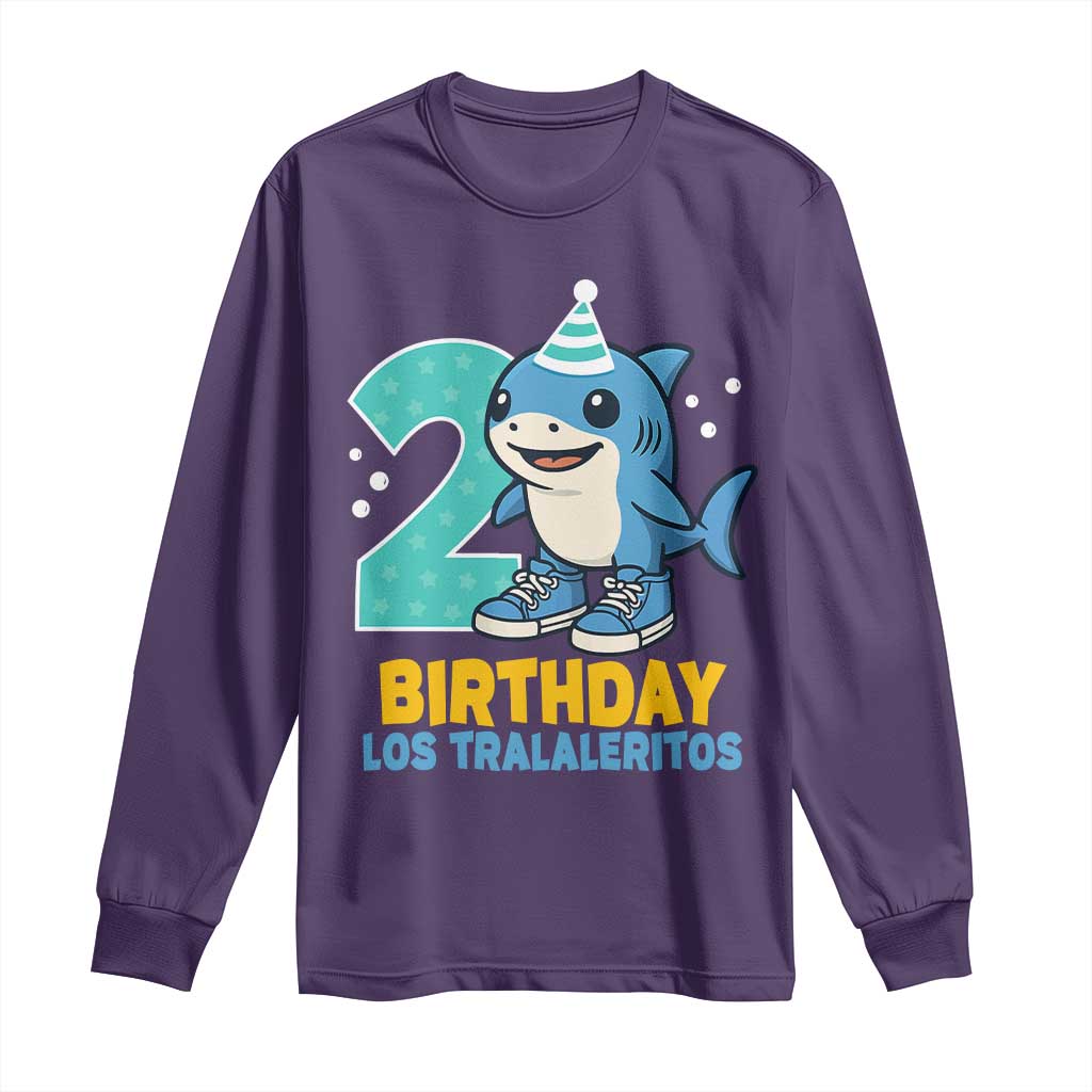 2 Years Old Birthday Brainrot Long Sleeve Shirt Funny Tralalero Tralala Los Tralaleritos Meme Shark