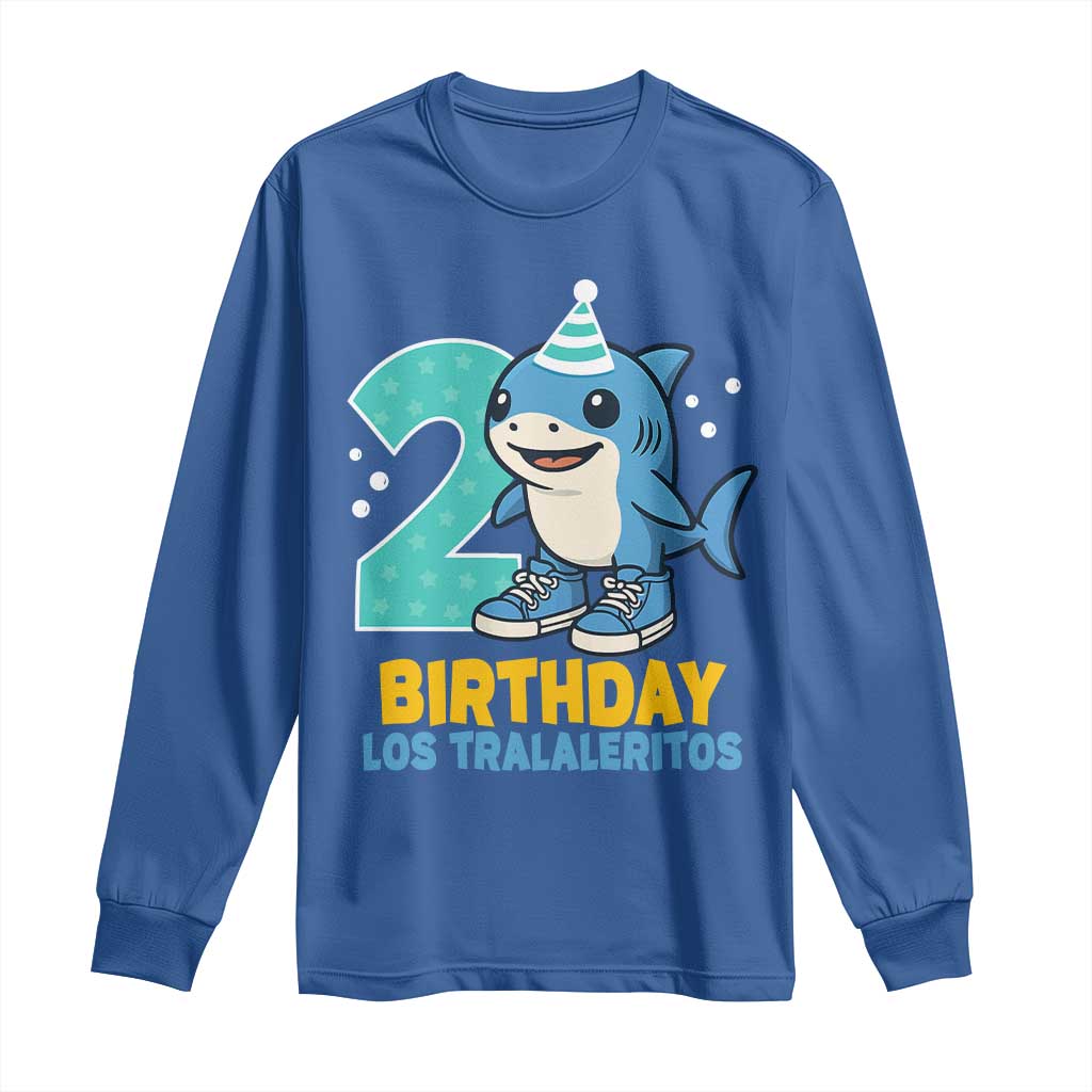 2 Years Old Birthday Brainrot Long Sleeve Shirt Funny Tralalero Tralala Los Tralaleritos Meme Shark