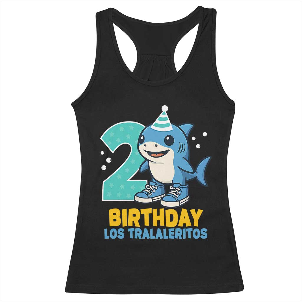 2 Years Old Birthday Brainrot Racerback Tank Top Funny Tralalero Tralala Los Tralaleritos Meme Shark