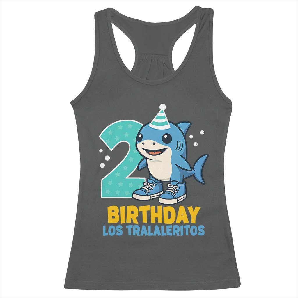 2 Years Old Birthday Brainrot Racerback Tank Top Funny Tralalero Tralala Los Tralaleritos Meme Shark