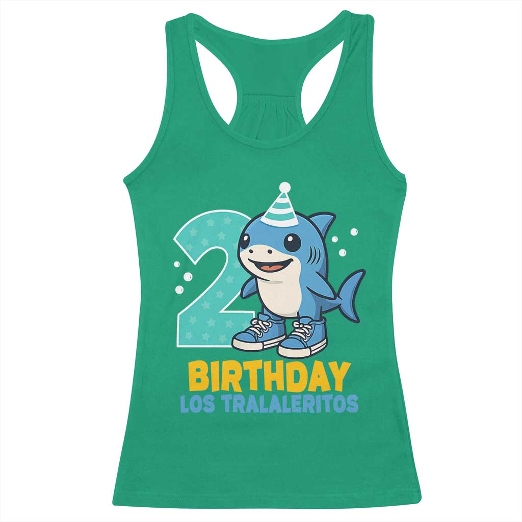 2 Years Old Birthday Brainrot Racerback Tank Top Funny Tralalero Tralala Los Tralaleritos Meme Shark
