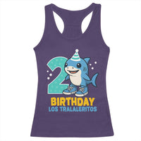 2 Years Old Birthday Brainrot Racerback Tank Top Funny Tralalero Tralala Los Tralaleritos Meme Shark