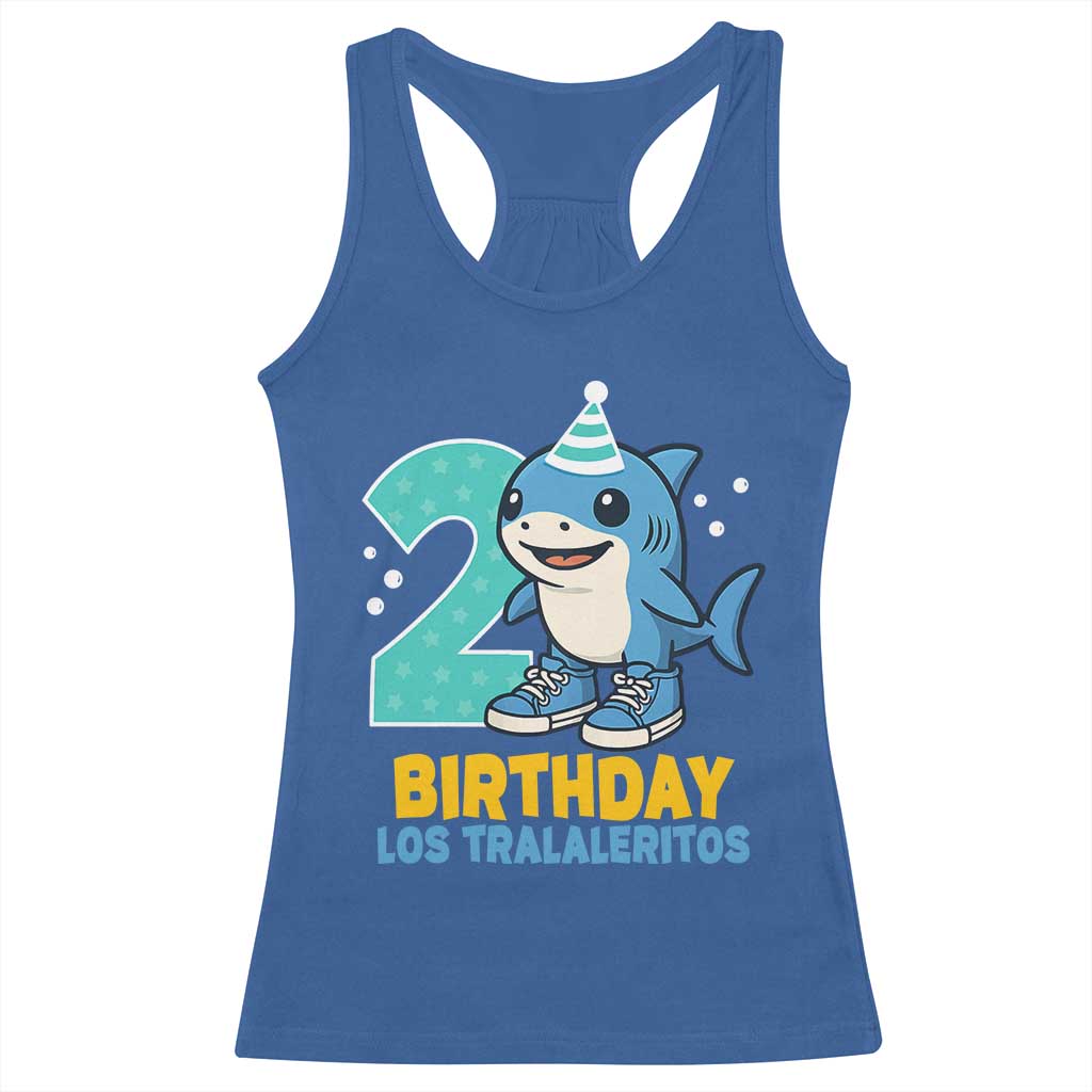 2 Years Old Birthday Brainrot Racerback Tank Top Funny Tralalero Tralala Los Tralaleritos Meme Shark