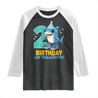2 Years Old Birthday Brainrot Raglan Shirt Funny Tralalero Tralala Los Tralaleritos Meme Shark