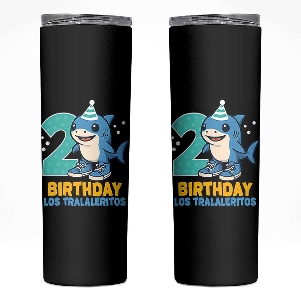 2 Years Old Birthday Brainrot Skinny Tumbler Funny Tralalero Tralala Los Tralaleritos Meme Shark