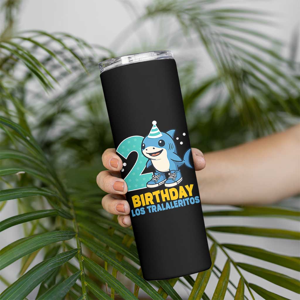 2 Years Old Birthday Brainrot Skinny Tumbler Funny Tralalero Tralala Los Tralaleritos Meme Shark