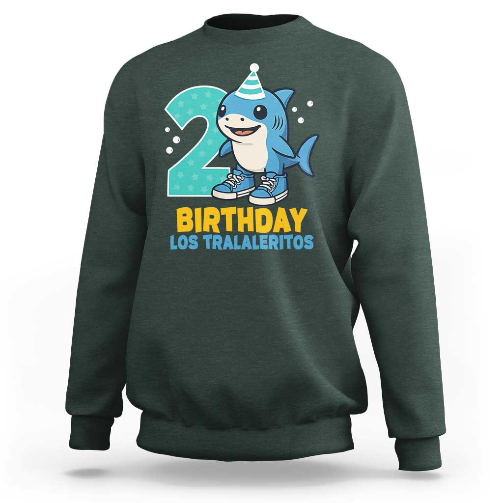 2 Years Old Birthday Brainrot Sweatshirt Funny Tralalero Tralala Los Tralaleritos Meme Shark