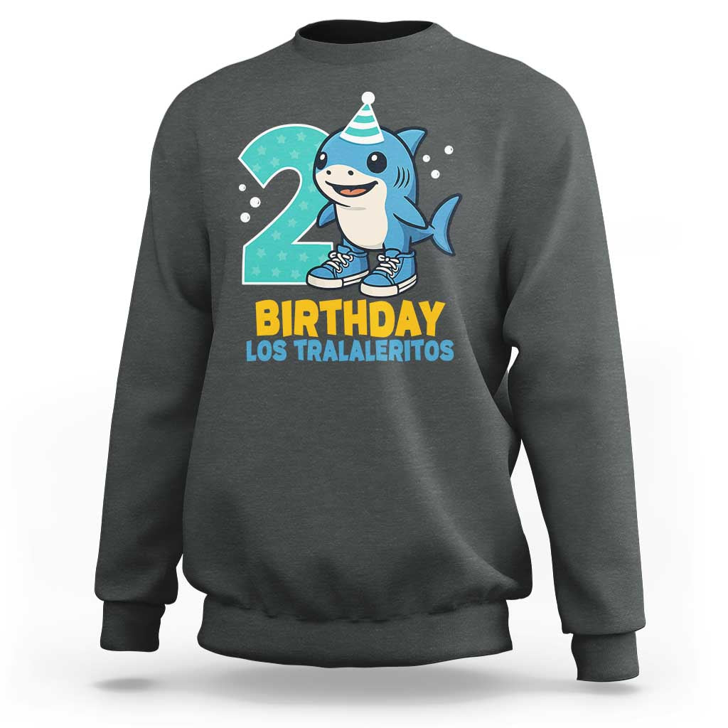 2 Years Old Birthday Brainrot Sweatshirt Funny Tralalero Tralala Los Tralaleritos Meme Shark