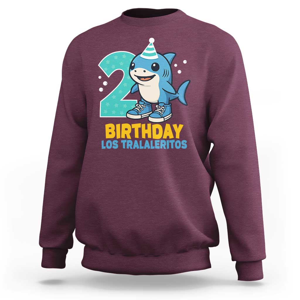 2 Years Old Birthday Brainrot Sweatshirt Funny Tralalero Tralala Los Tralaleritos Meme Shark