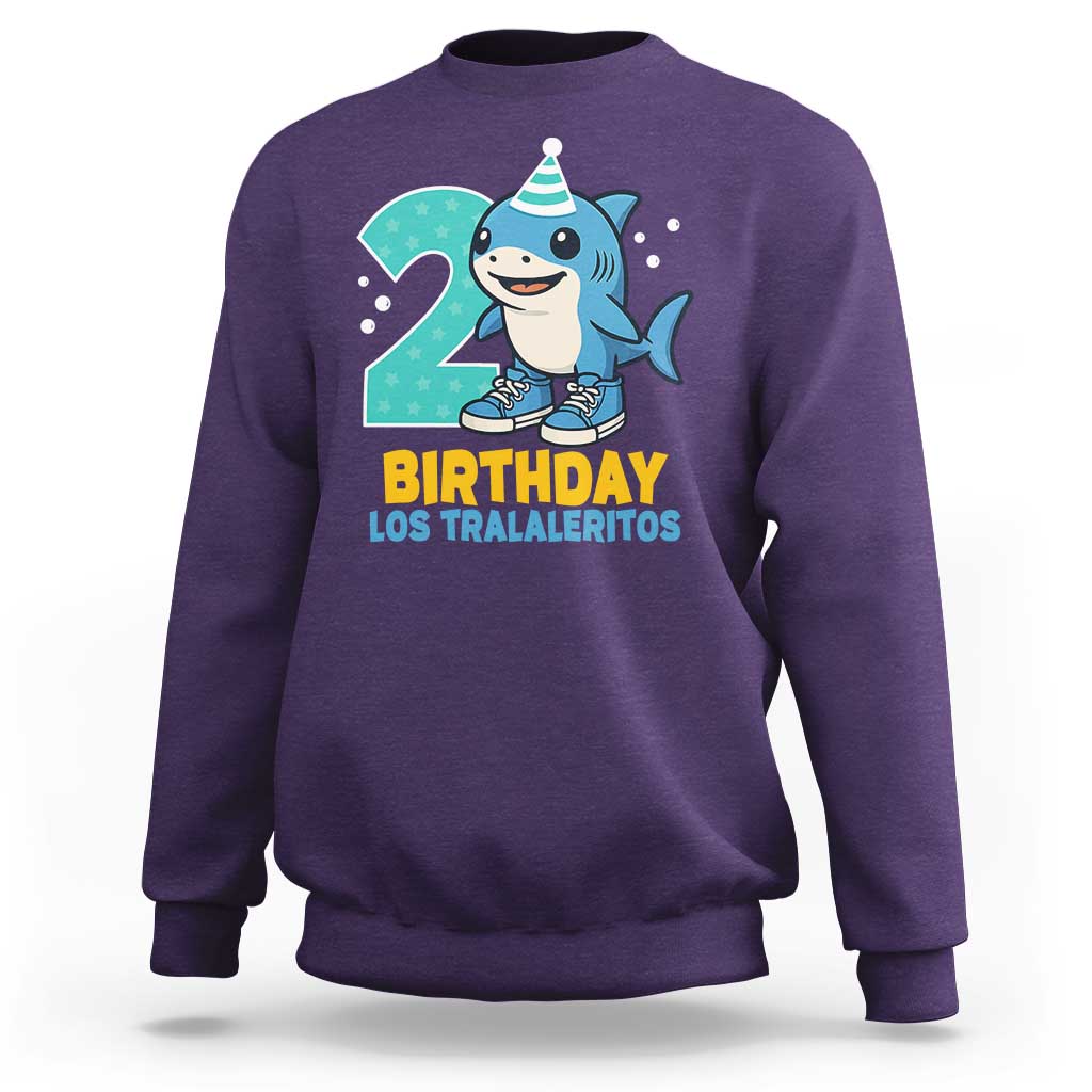 2 Years Old Birthday Brainrot Sweatshirt Funny Tralalero Tralala Los Tralaleritos Meme Shark