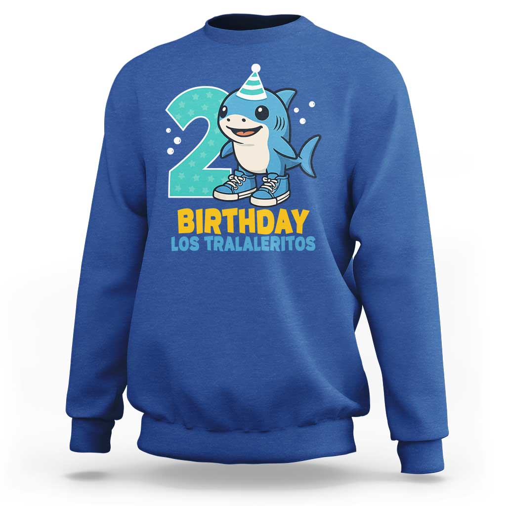 2 Years Old Birthday Brainrot Sweatshirt Funny Tralalero Tralala Los Tralaleritos Meme Shark