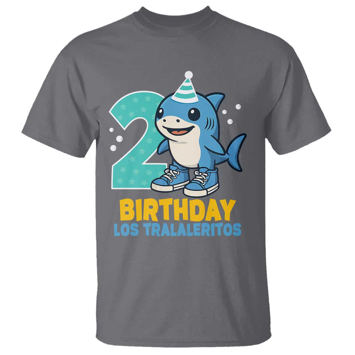 2 Years Old Birthday Brainrot T Shirt Funny Tralalero Tralala Los Tralaleritos Meme Shark