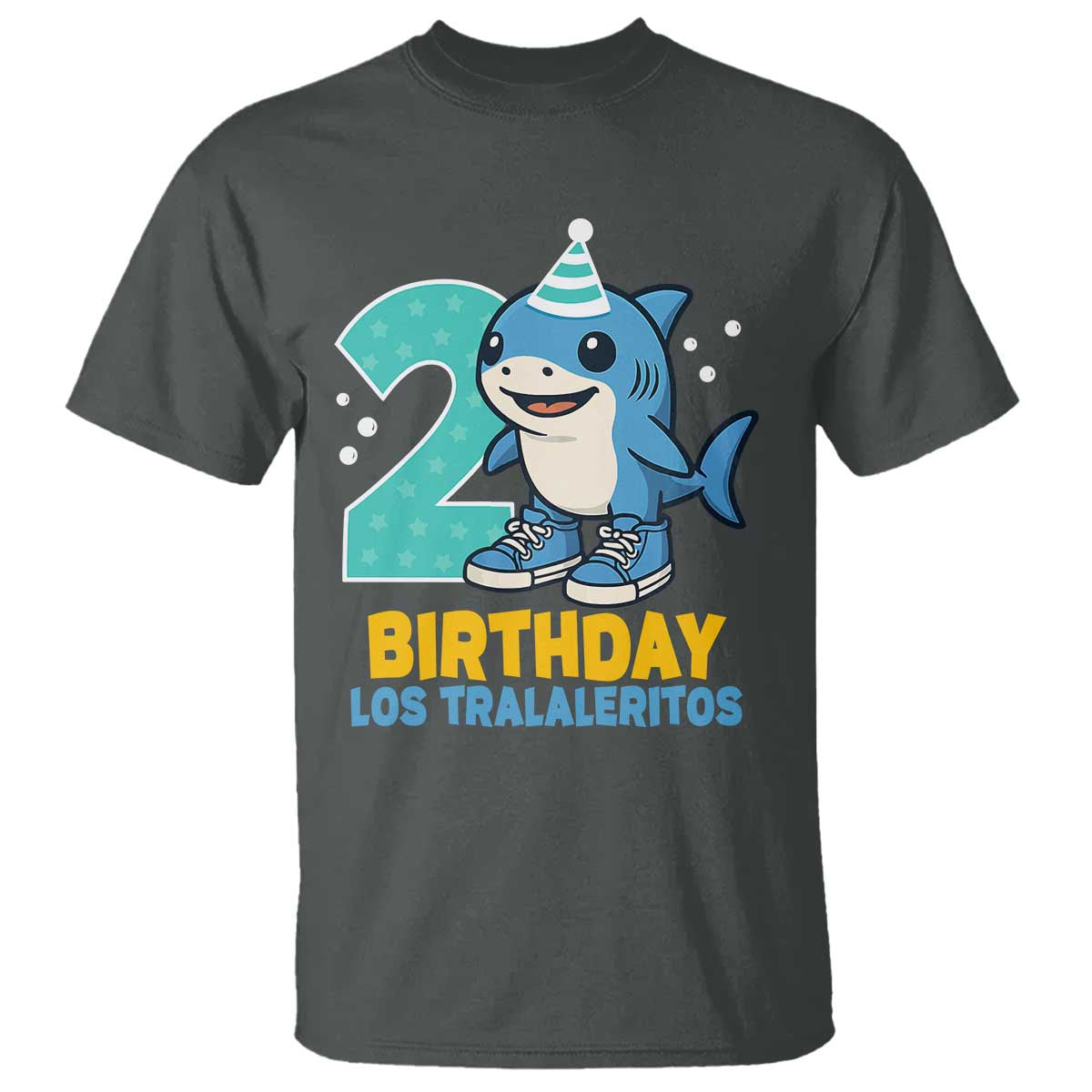 2 Years Old Birthday Brainrot T Shirt Funny Tralalero Tralala Los Tralaleritos Meme Shark