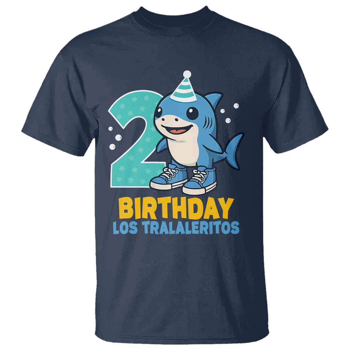 2 Years Old Birthday Brainrot T Shirt Funny Tralalero Tralala Los Tralaleritos Meme Shark