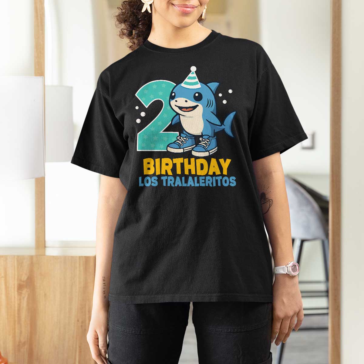 2 Years Old Birthday Brainrot T Shirt For Women Funny Tralalero Tralala Los Tralaleritos Meme Shark