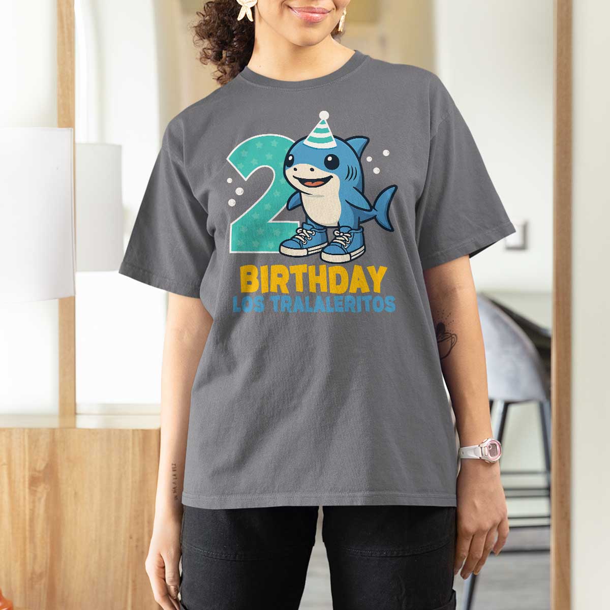 2 Years Old Birthday Brainrot T Shirt For Women Funny Tralalero Tralala Los Tralaleritos Meme Shark