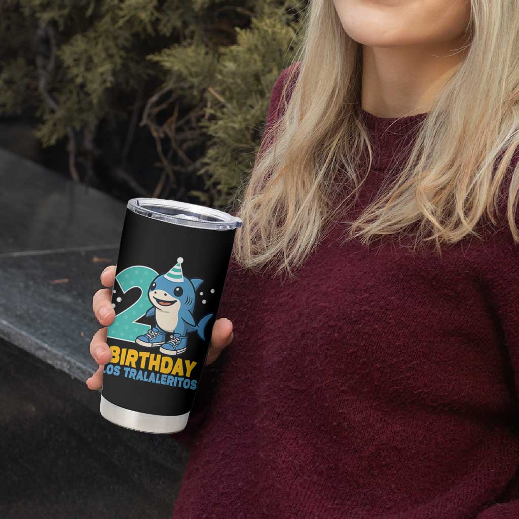 2 Years Old Birthday Brainrot Tumbler Cup Funny Tralalero Tralala Los Tralaleritos Meme Shark
