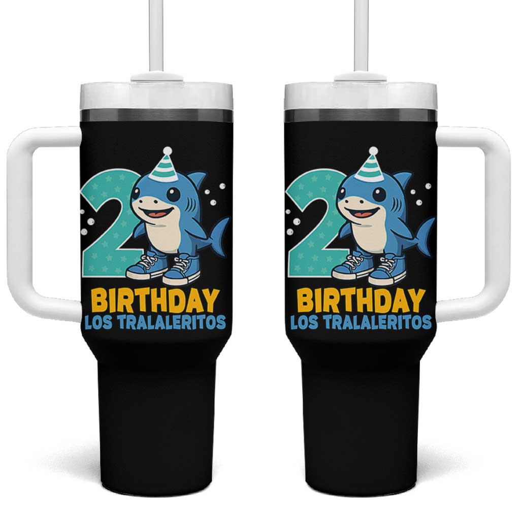2 Years Old Birthday Brainrot Tumbler With Handle Funny Tralalero Tralala Los Tralaleritos Meme Shark
