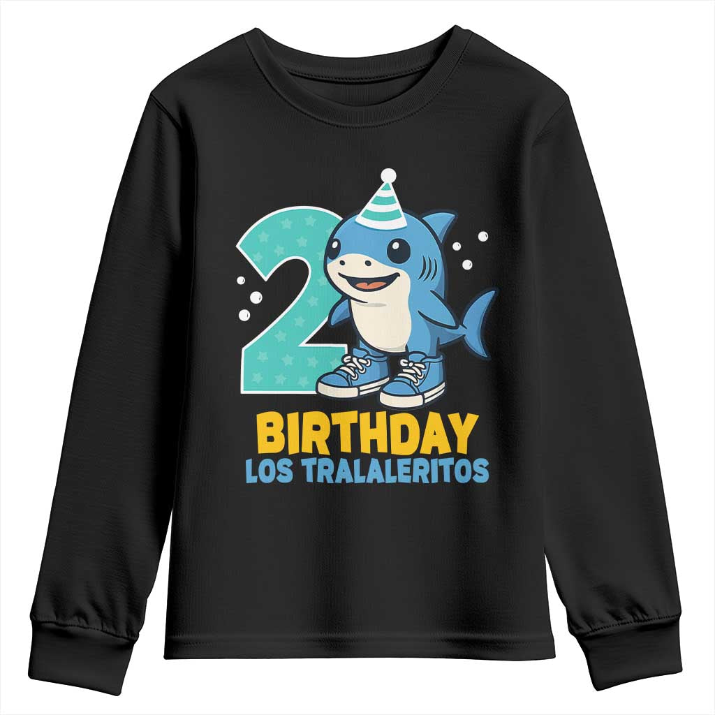 2 Years Old Birthday Brainrot Youth Sweatshirt Funny Tralalero Tralala Los Tralaleritos Meme Shark