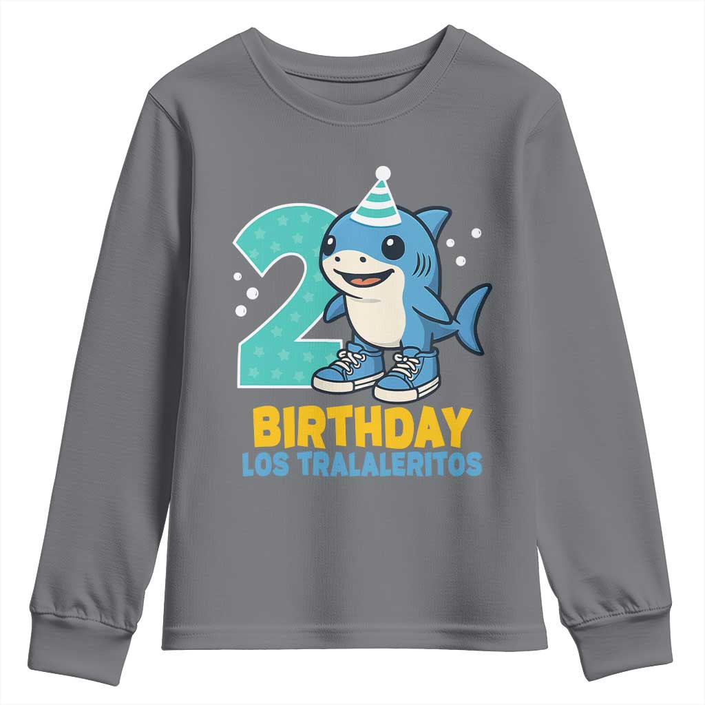 2 Years Old Birthday Brainrot Youth Sweatshirt Funny Tralalero Tralala Los Tralaleritos Meme Shark