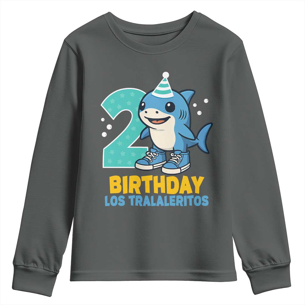 2 Years Old Birthday Brainrot Youth Sweatshirt Funny Tralalero Tralala Los Tralaleritos Meme Shark