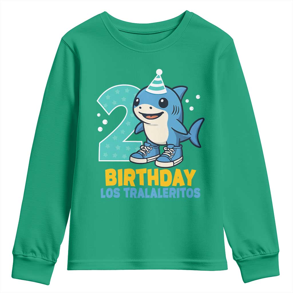 2 Years Old Birthday Brainrot Youth Sweatshirt Funny Tralalero Tralala Los Tralaleritos Meme Shark
