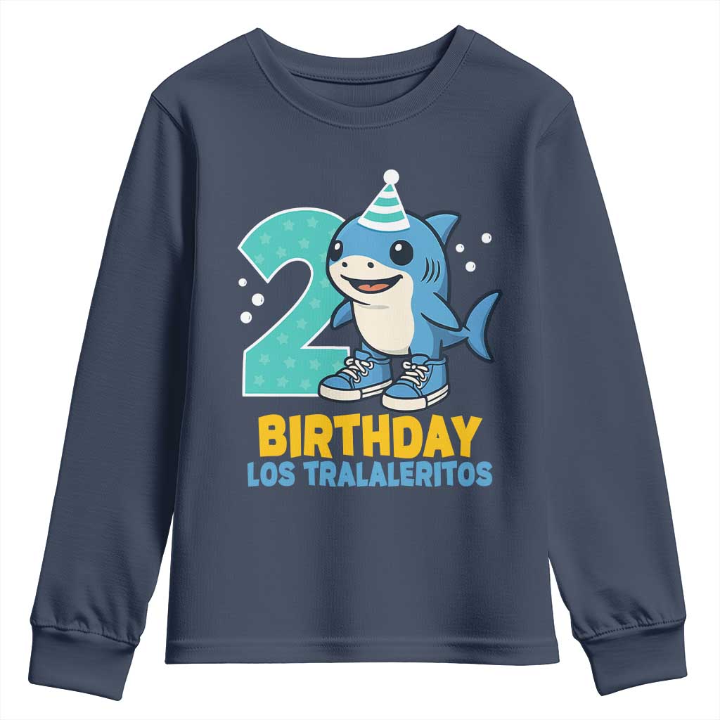 2 Years Old Birthday Brainrot Youth Sweatshirt Funny Tralalero Tralala Los Tralaleritos Meme Shark