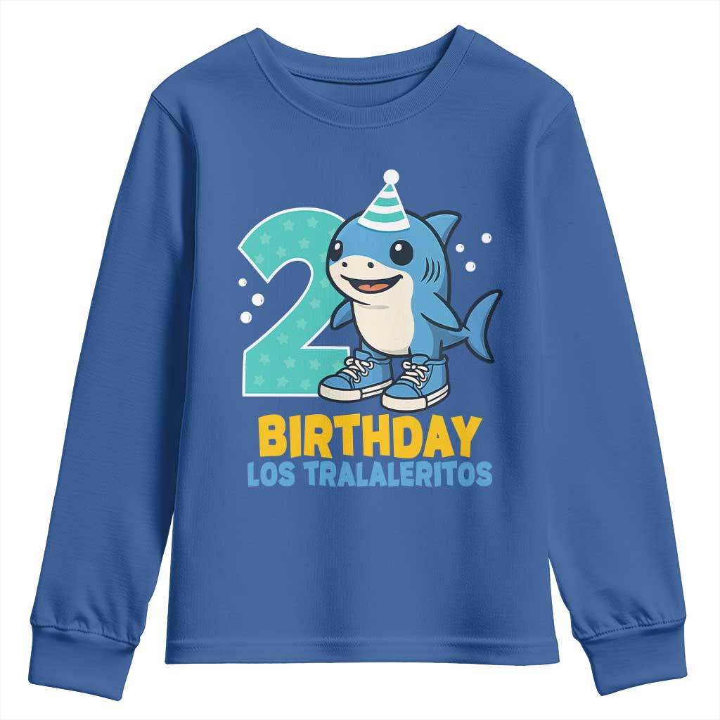 2 Years Old Birthday Brainrot Youth Sweatshirt Funny Tralalero Tralala Los Tralaleritos Meme Shark