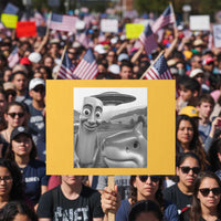 Funny Italian Brainrot Meme Protest Sign Funny Tung Tung Tung Sahur Tralalero Tralala Selfie