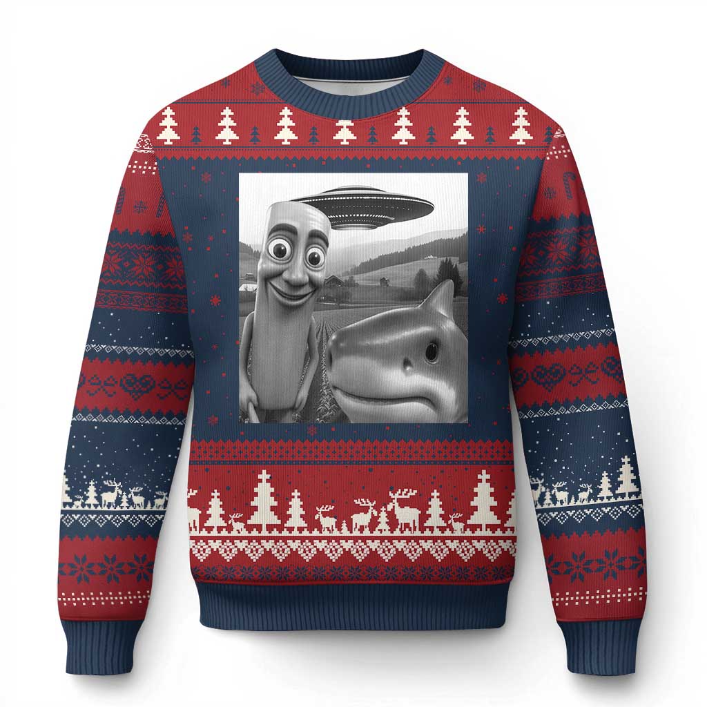Funny Italian Brainrot Meme Ugly Christmas Sweater Funny Tung Tung Tung Sahur Tralalero Tralala Selfie