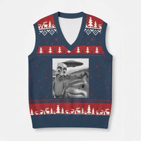 Funny Italian Brainrot Meme V-Neck Knit Sweater Vest Funny Tung Tung Tung Sahur Tralalero Tralala Selfie