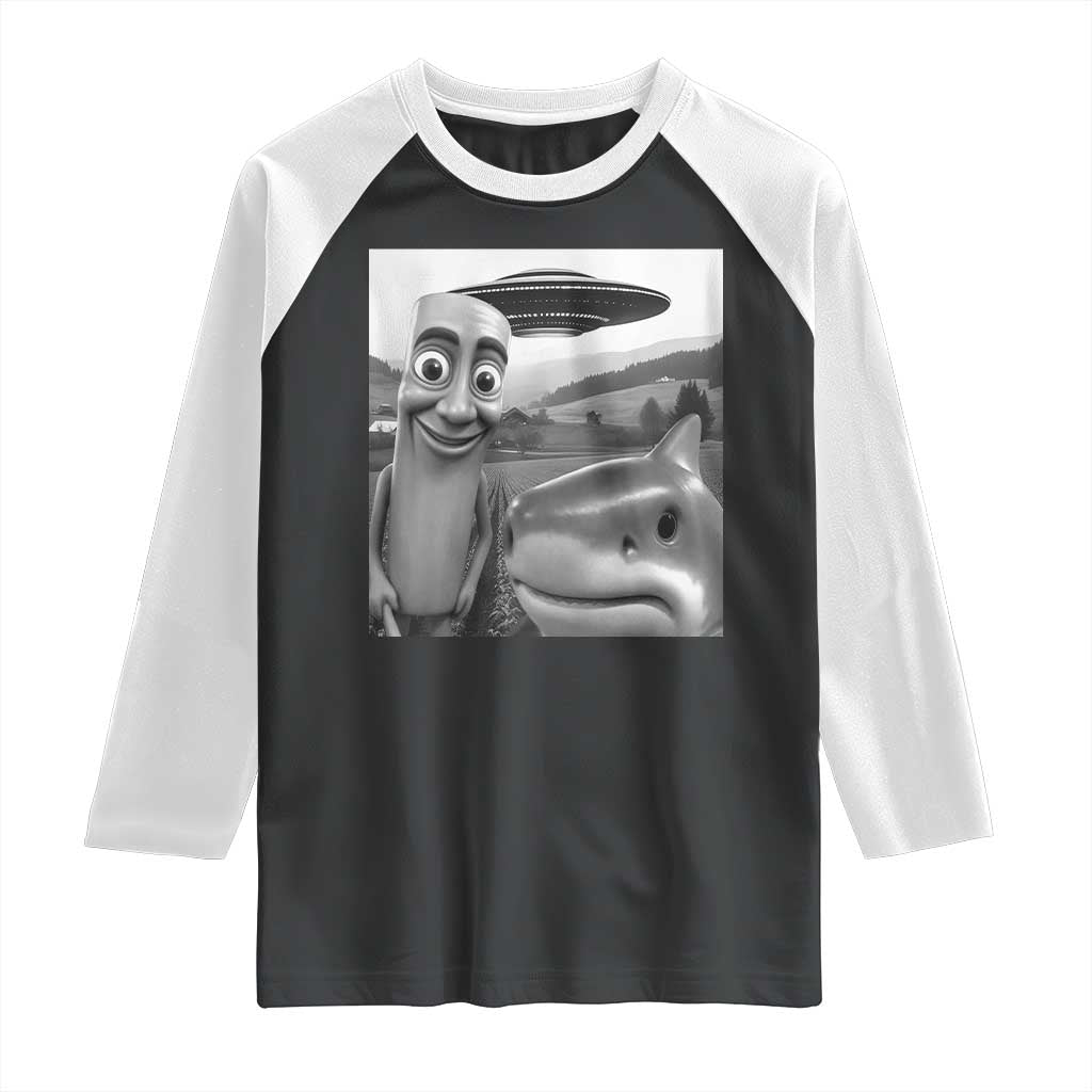 Funny Italian Brainrot Meme Raglan Shirt Funny Tung Tung Tung Sahur Tralalero Tralala Selfie