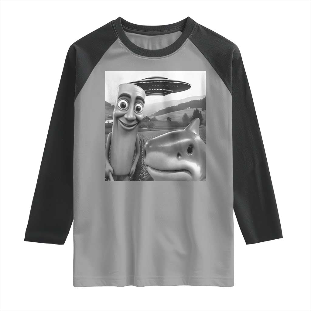 Funny Italian Brainrot Meme Raglan Shirt Funny Tung Tung Tung Sahur Tralalero Tralala Selfie