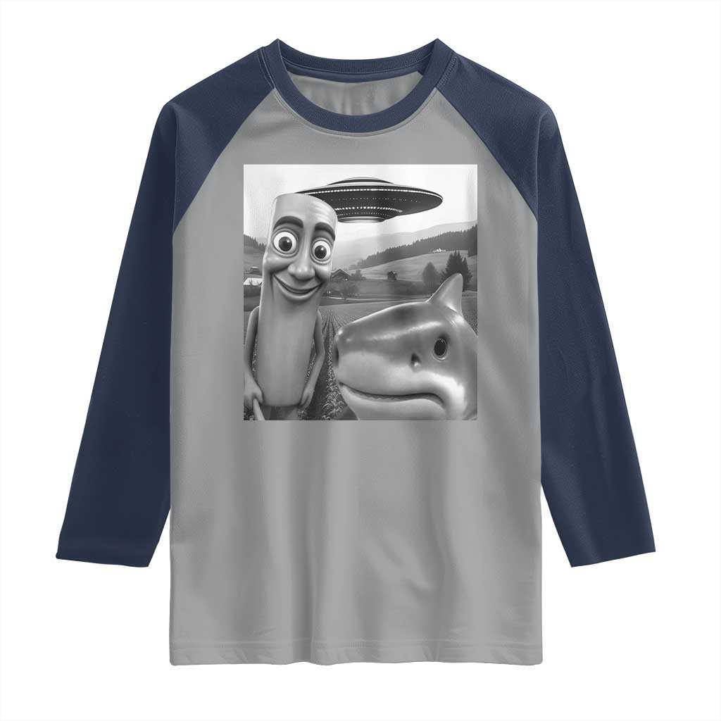 Funny Italian Brainrot Meme Raglan Shirt Funny Tung Tung Tung Sahur Tralalero Tralala Selfie