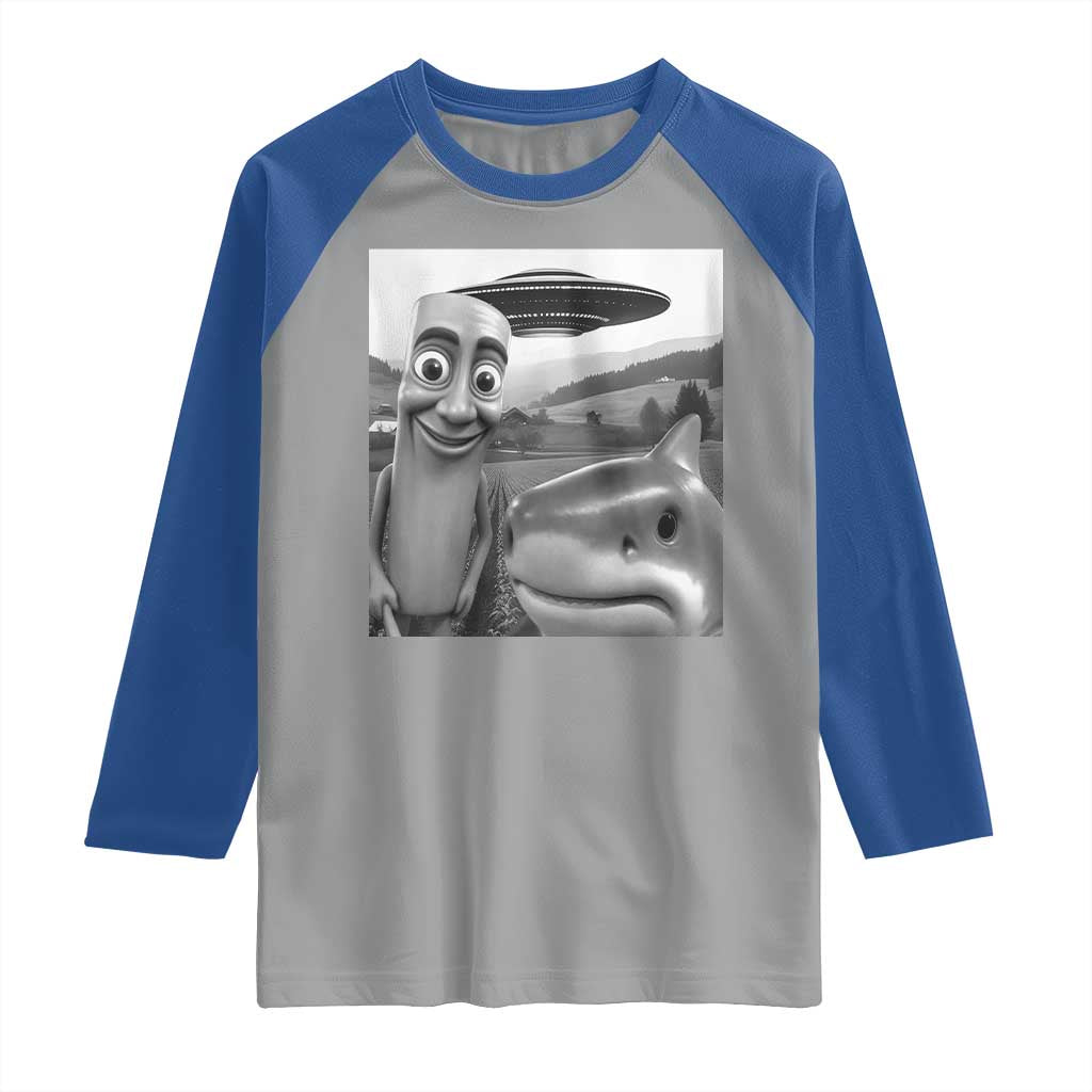 Funny Italian Brainrot Meme Raglan Shirt Funny Tung Tung Tung Sahur Tralalero Tralala Selfie