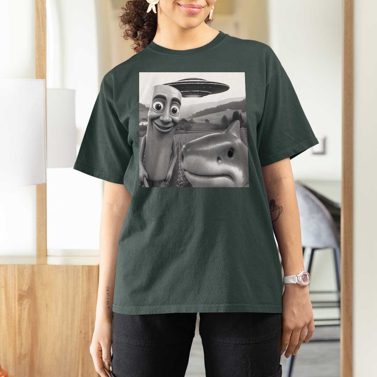 Funny Italian Brainrot Meme T Shirt For Women Funny Tung Tung Tung Sahur Tralalero Tralala Selfie