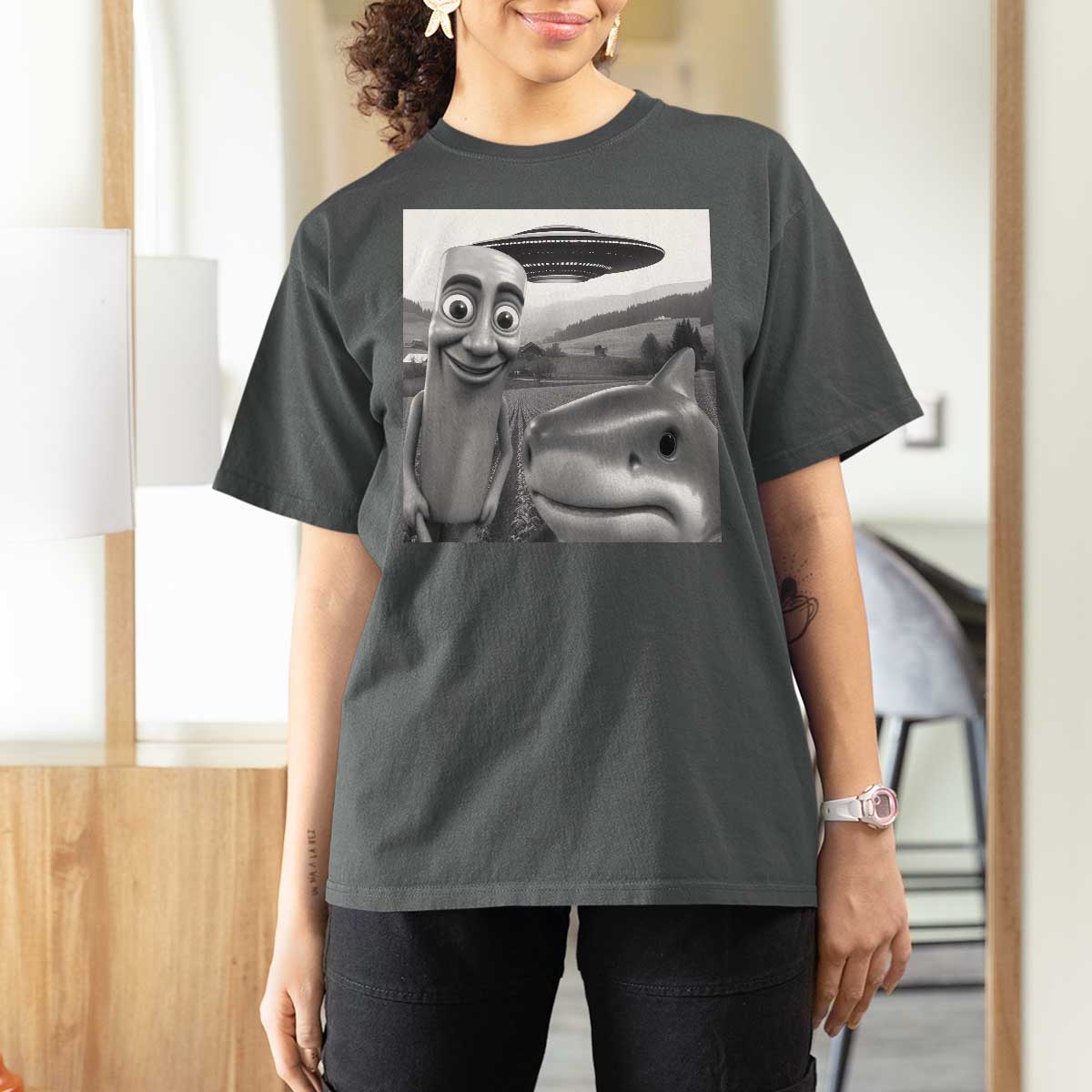 Funny Italian Brainrot Meme T Shirt For Women Funny Tung Tung Tung Sahur Tralalero Tralala Selfie