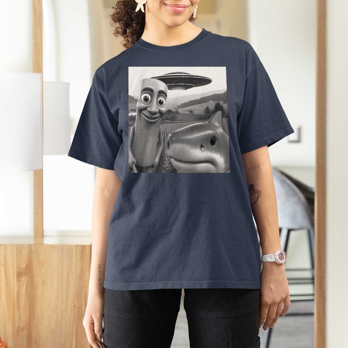 Funny Italian Brainrot Meme T Shirt For Women Funny Tung Tung Tung Sahur Tralalero Tralala Selfie