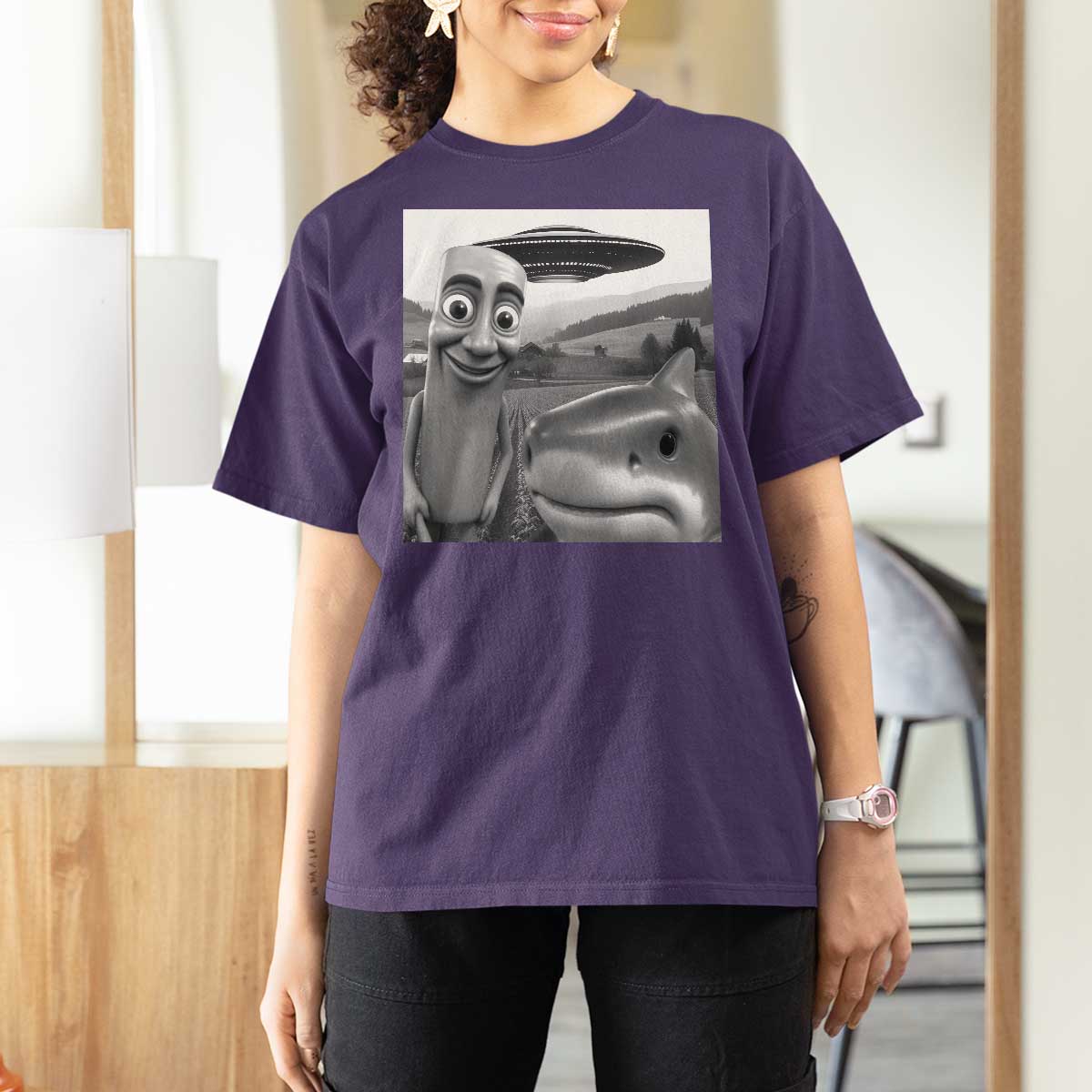 Funny Italian Brainrot Meme T Shirt For Women Funny Tung Tung Tung Sahur Tralalero Tralala Selfie